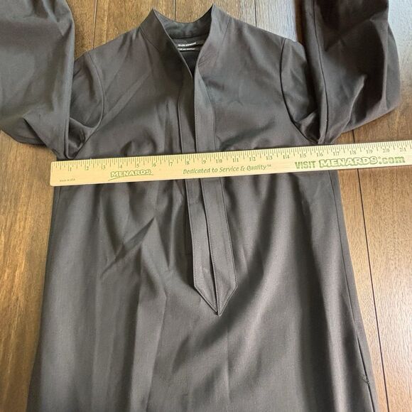 Club Monaco 95% Wool Black Shift Dress Size 0 Long Sleeve with Bow Neck Detail - Picture 3 of 7